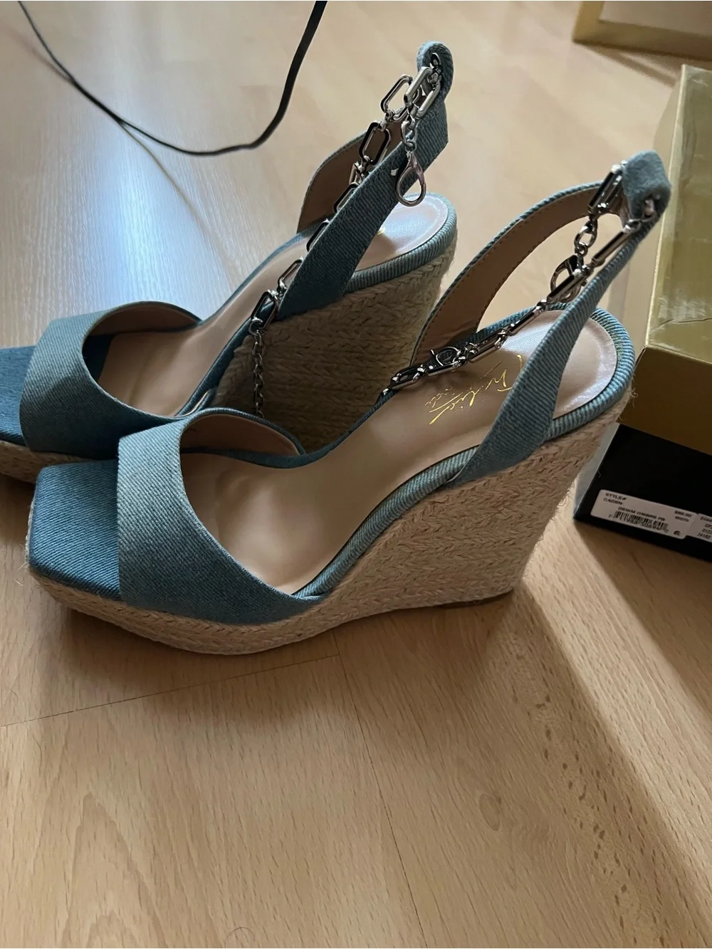 Thalia Sodi Light Blue Espadrille Platform Slingback Wedges